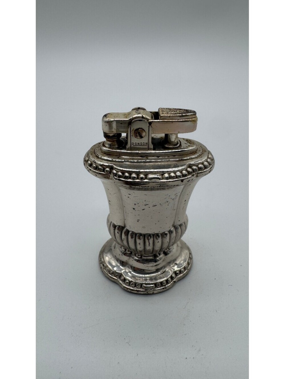 Vintage Ronson Mayfair Table Lighter Silver Plated Newark NJ USA Pat. RE. 19023